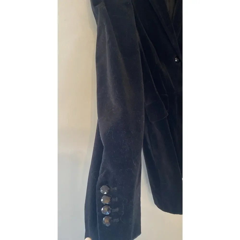 Vintage Lauren Ralph Lauren Women's Black Velvet Blazer Jacket Sz 14 Academia - Picture 3 of 7